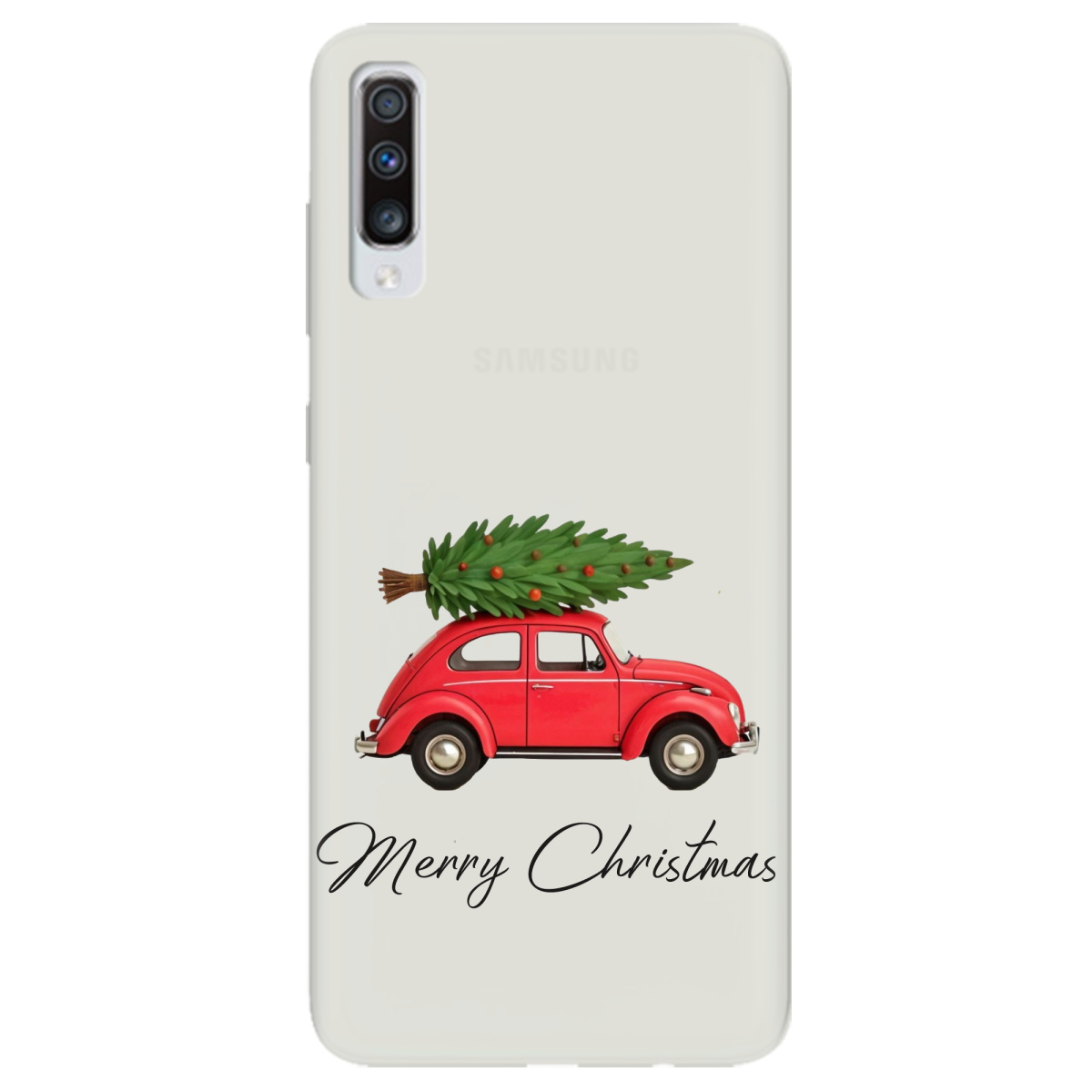 Чехол для Samsung Galaxy A70 полупрозрачный матовый soft touch Christmas on Wheels - фото 1 - Чехлы для телефонов
