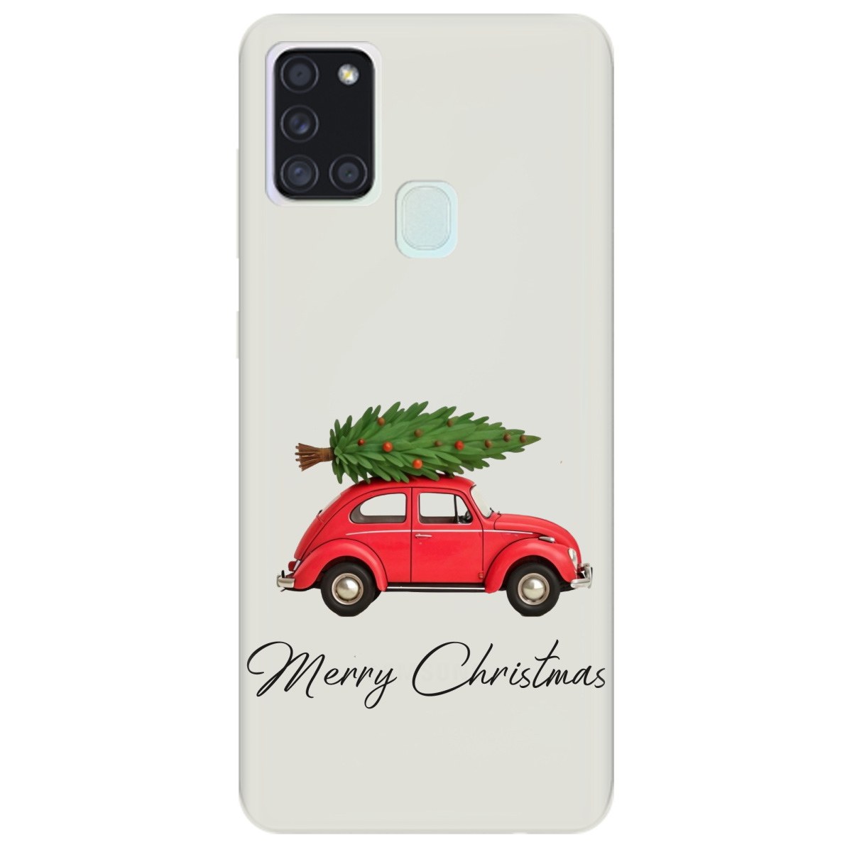 Чехол для Samsung Galaxy A21s полупрозрачный матовый soft touch Christmas on Wheels - фото 1 - Чехлы для телефонов