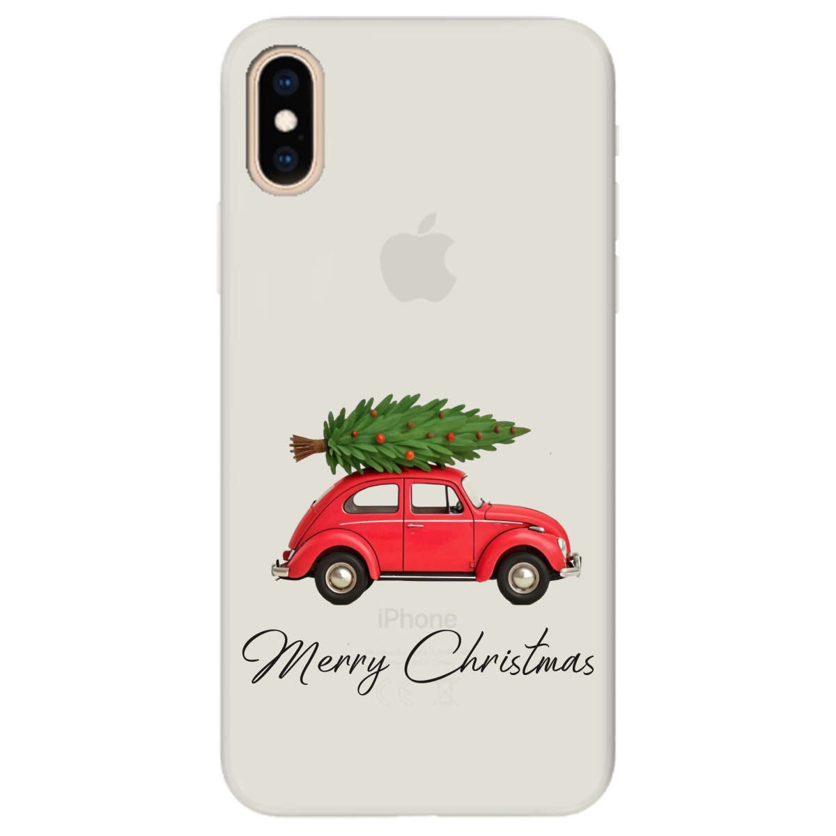 Чехол для Apple iPhone XS Max полупрозрачный матовый soft touch Christmas on Wheels - фото 1 - Чехлы для телефонов