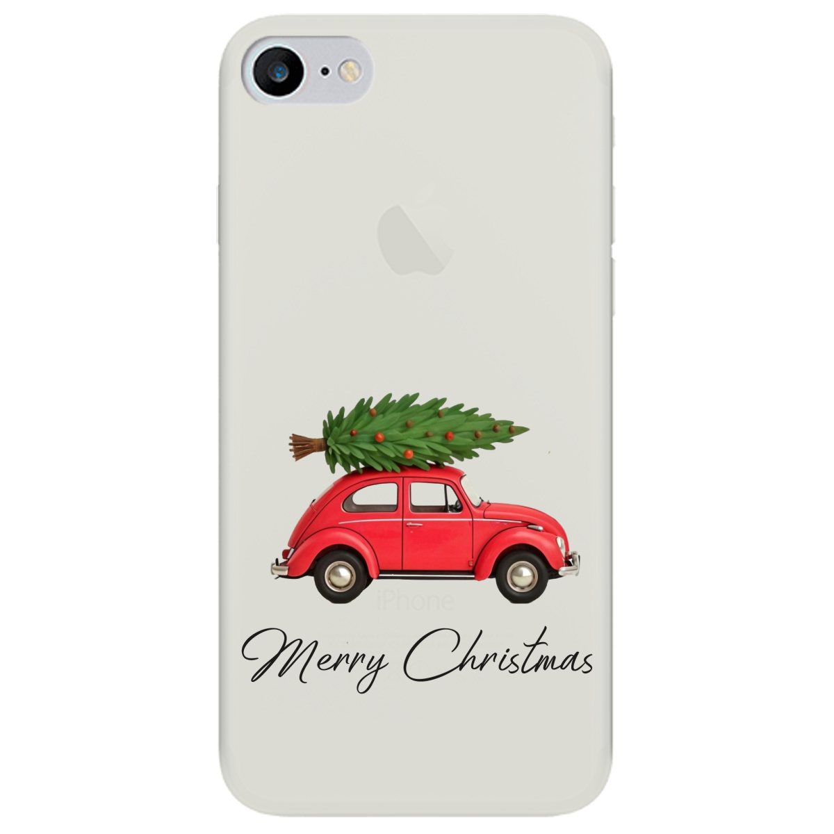 Чехол для Apple iPhone SE 2020 полупрозрачный матовый soft touch Christmas on Wheels - фото 1 - Чехлы для телефонов