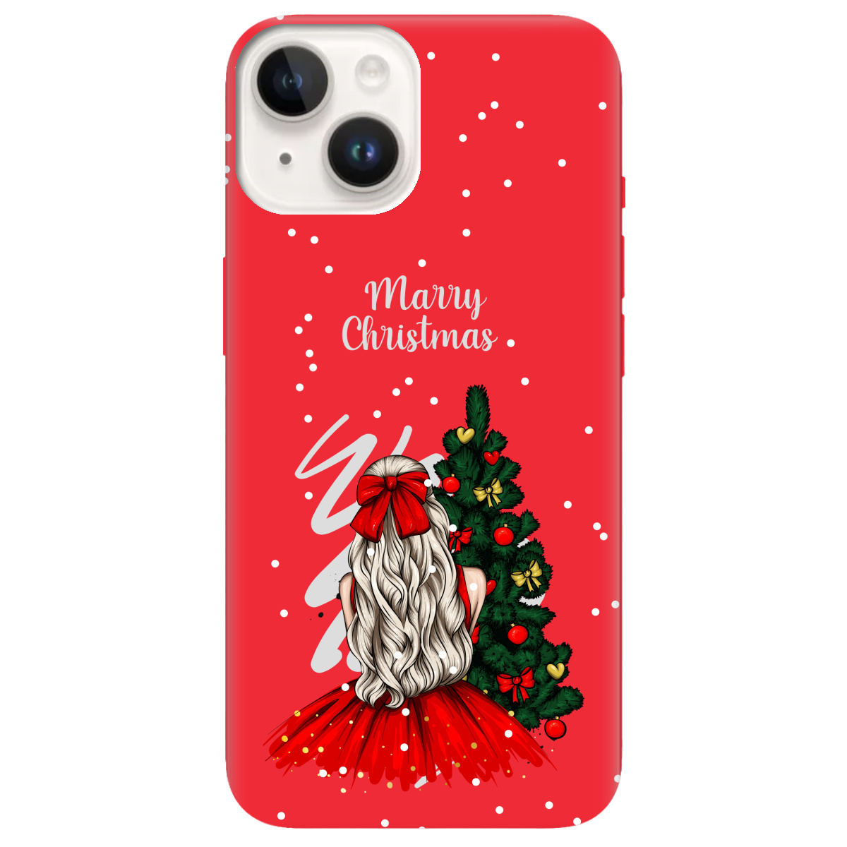 Чохол для Apple iPhone 14 Plus яскраво-червоний матовий soft touch Beautiful christmas - фото 1 Чохол для Apple iPhone 14 Plus яскраво-червоний матовий soft touch Beautiful christmas - фото 1 - Чохли для телефонів
