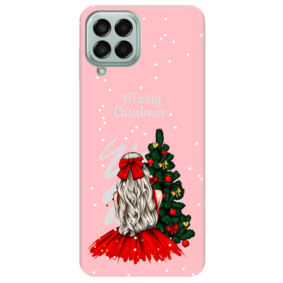 Чехол для Samsung Galaxy M53 нежно-розовый матовый soft touch Beautiful christmas - фото 1 - Чехлы для телефонов