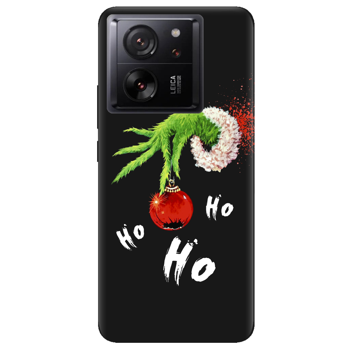 Чехол для Xiaomi 13T черный матовый soft touch Grinch HO HO HO - фото 1 - Чехлы для телефонов