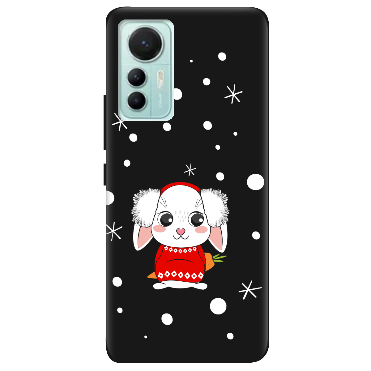 Чохол для Xiaomi 12 Lite чорний матовий soft touch My bunny - фото 1 - Чохли для телефонів