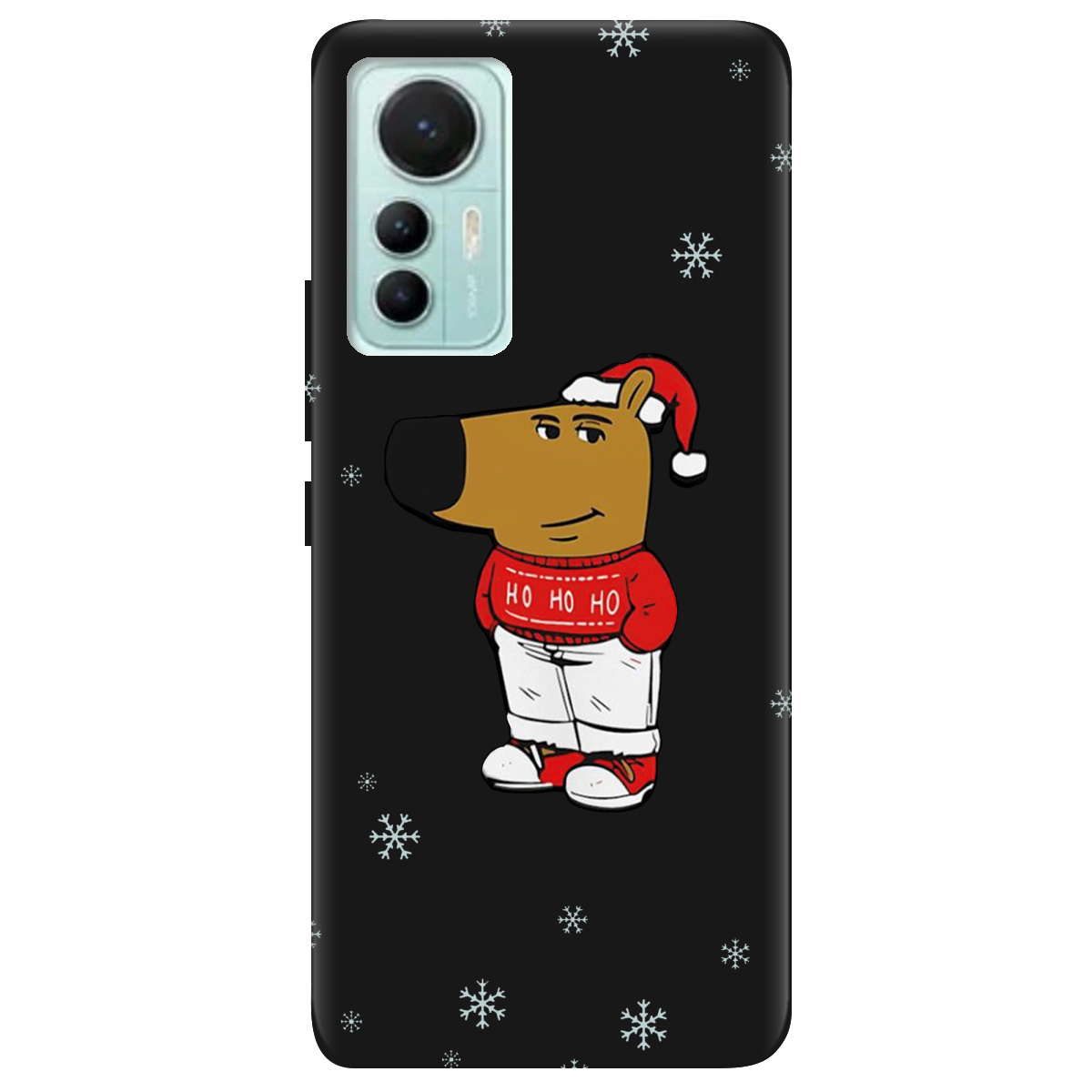 Чохол для Xiaomi 12 Lite чорний матовий soft touch Chill Guy Santa - фото 1 Чохол для Xiaomi 12 Lite чорний матовий soft touch Chill Guy Santa - фото 1 - Чохли для телефонів