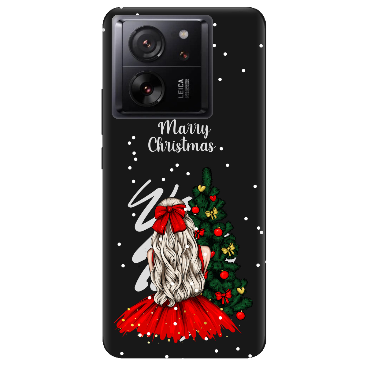 Чехол для Xiaomi 13T черный матовый soft touch Beautiful christmas - фото 1 - Чехлы для телефонов