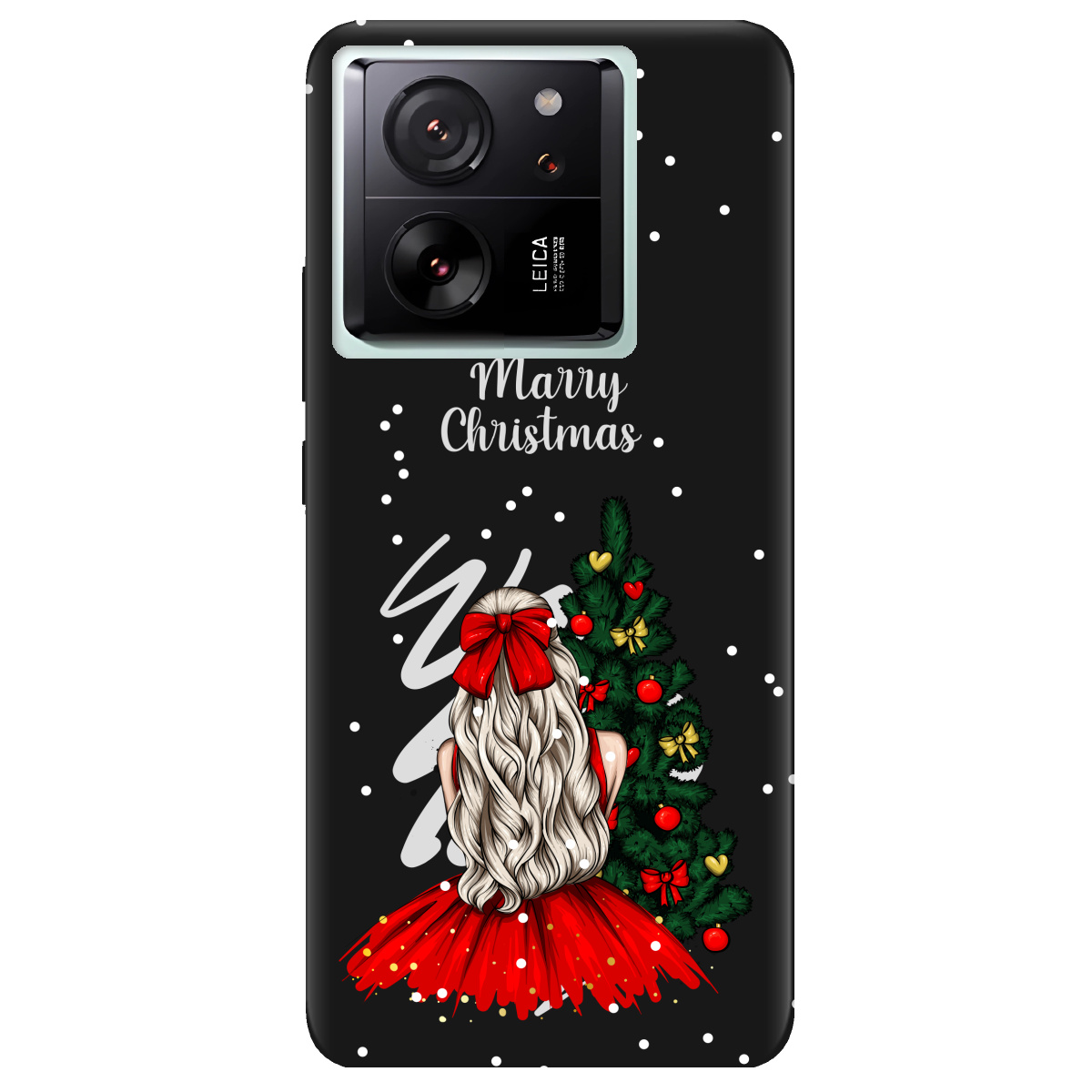 Чохол для Xiaomi 13T Pro чорний матовий soft touch Beautiful christmas - фото 1 - Чохли для телефонів