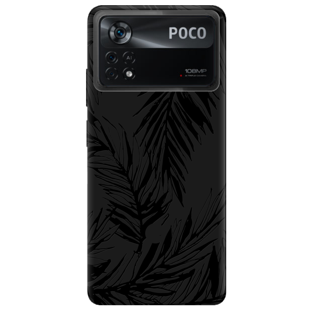 Чехол для Xiaomi Poco X4 Pro 5G черный матовый soft touch Tropics - фото 1 - Чехлы для телефонов