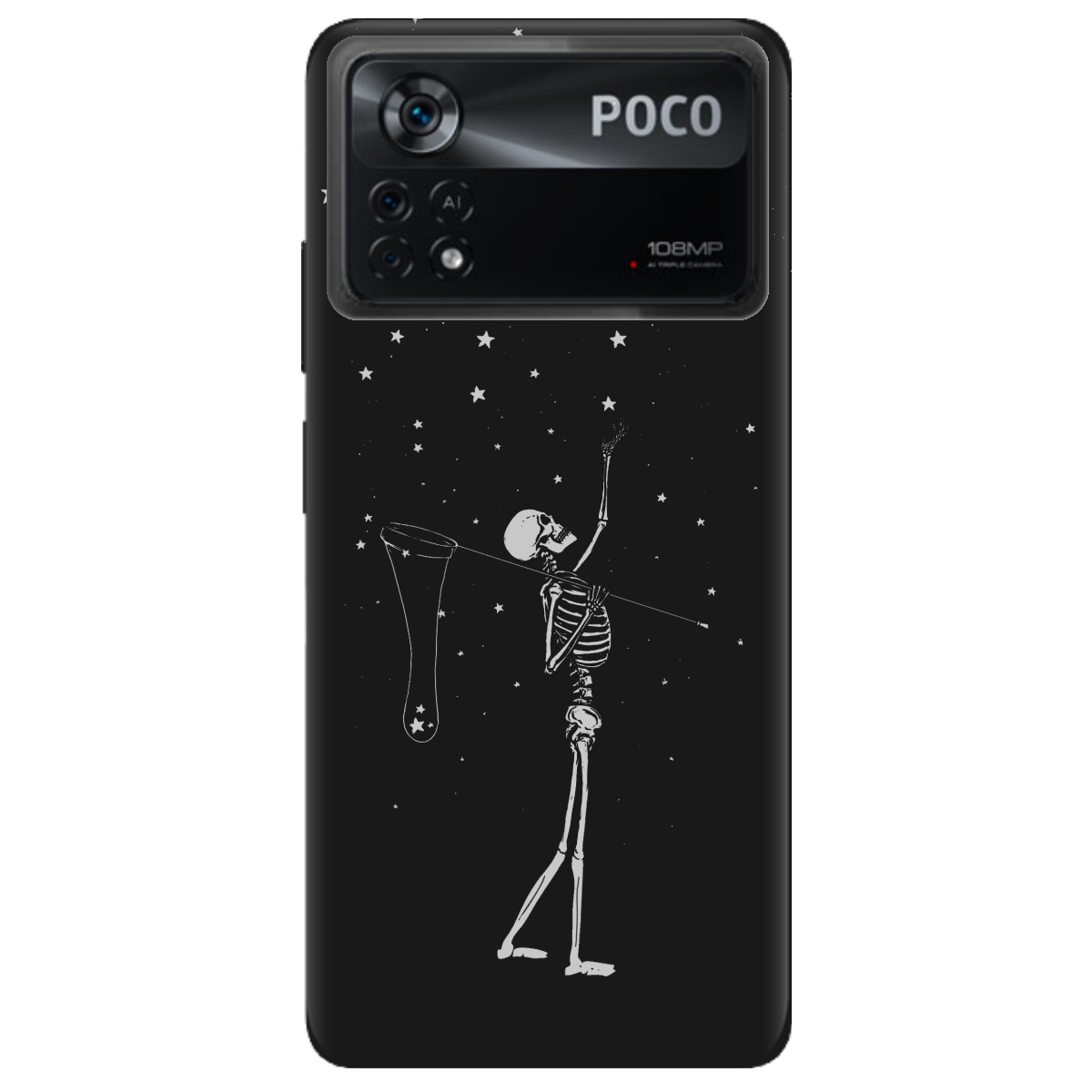 Чохол для Xiaomi Poco X4 Pro 5G чорний матовий soft touch Stars night - фото 1 - Чохли для телефонів