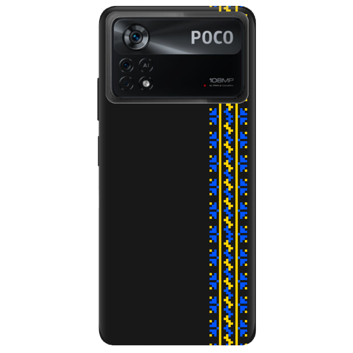 Чехол для Xiaomi Poco X4 Pro 5G черный матовый soft touch Embroidery - фото 1 - Чехлы для телефонов