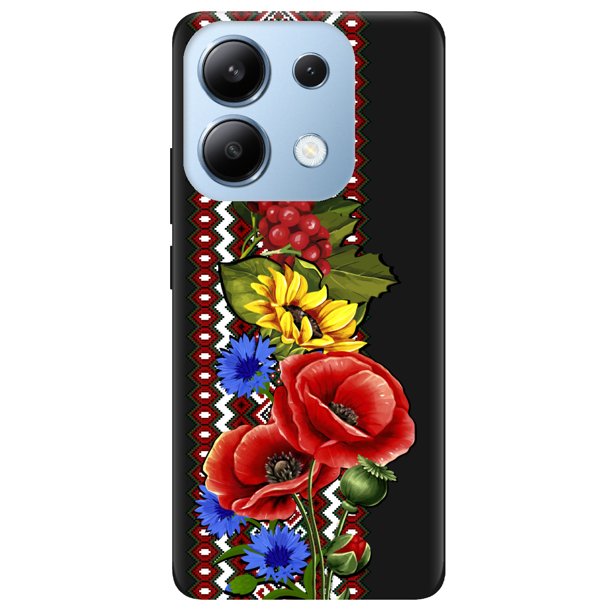 Чохол для Xiaomi Redmi Note 13 4G чорний матовий soft touch Ukraine ornament - фото 1 Чохол для Xiaomi Redmi Note 13 4G чорний матовий soft touch Ukraine ornament - фото 1 - Чохли для телефонів
