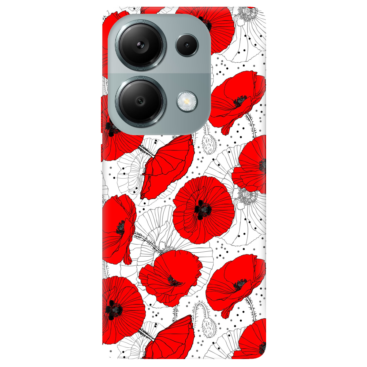 Чехол для Xiaomi Redmi Note 13 Pro 4G Red flower - фото 1 - Чехлы для телефонов