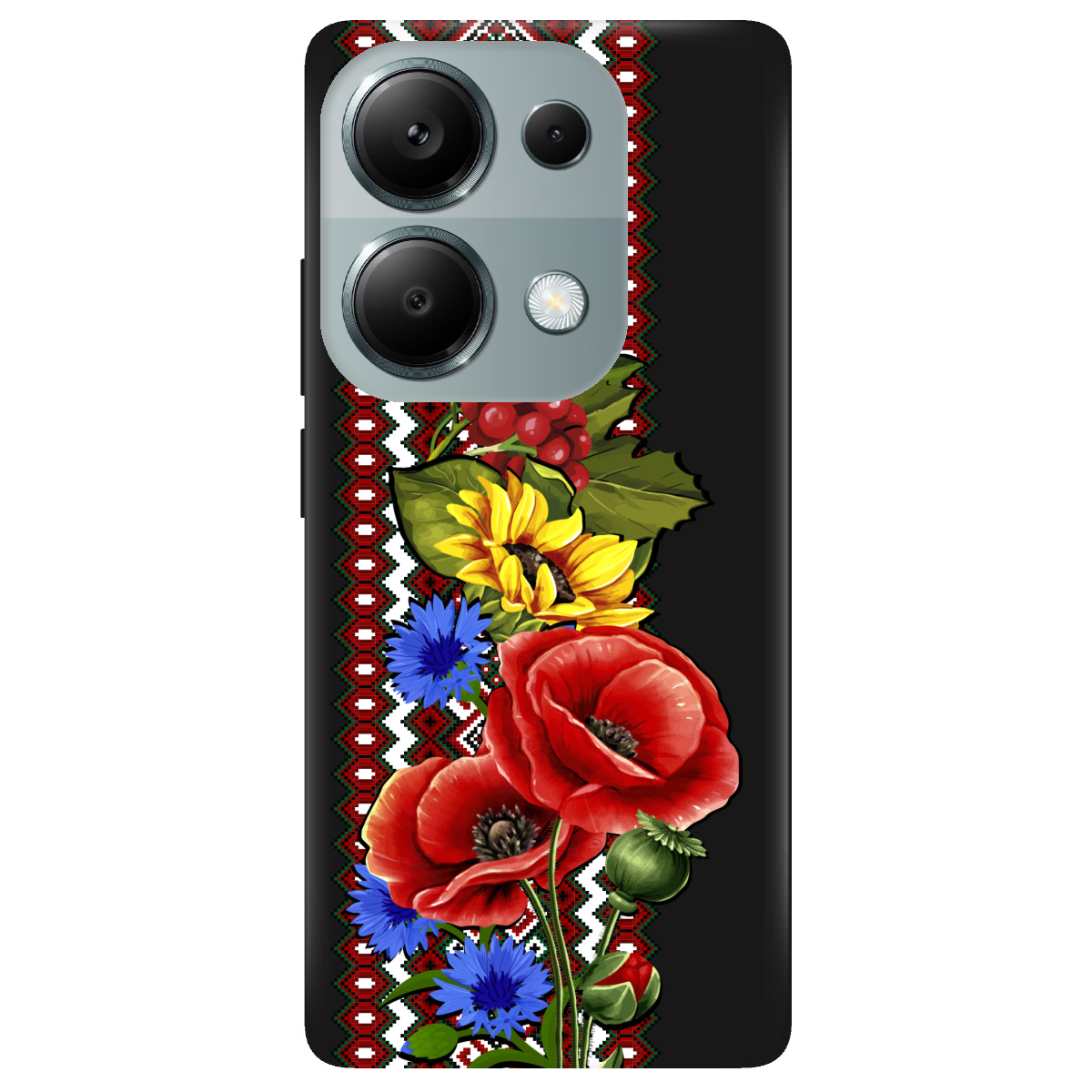 Чехол для Xiaomi Poco M6 Pro 4G черный матовый soft touch Ukraine ornament - фото 1 Чехол для Xiaomi Poco M6 Pro 4G черный матовый soft touch Ukraine ornament - фото 1 - Чехлы для телефонов