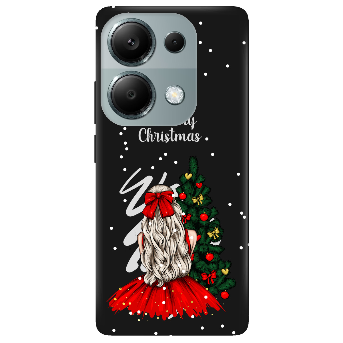 Чехол для Xiaomi Poco M6 Pro 4G черный матовый soft touch Beautiful christmas - фото 1 - Чехлы для телефонов