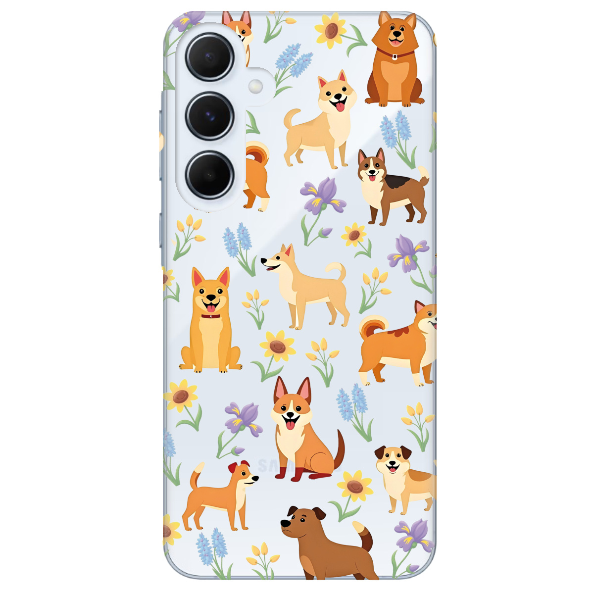 Чехол для Samsung Galaxy A55 Blooming Puppies - фото 1 Чехол для Samsung Galaxy A55 Blooming Puppies - фото 1 - Чехлы для телефонов