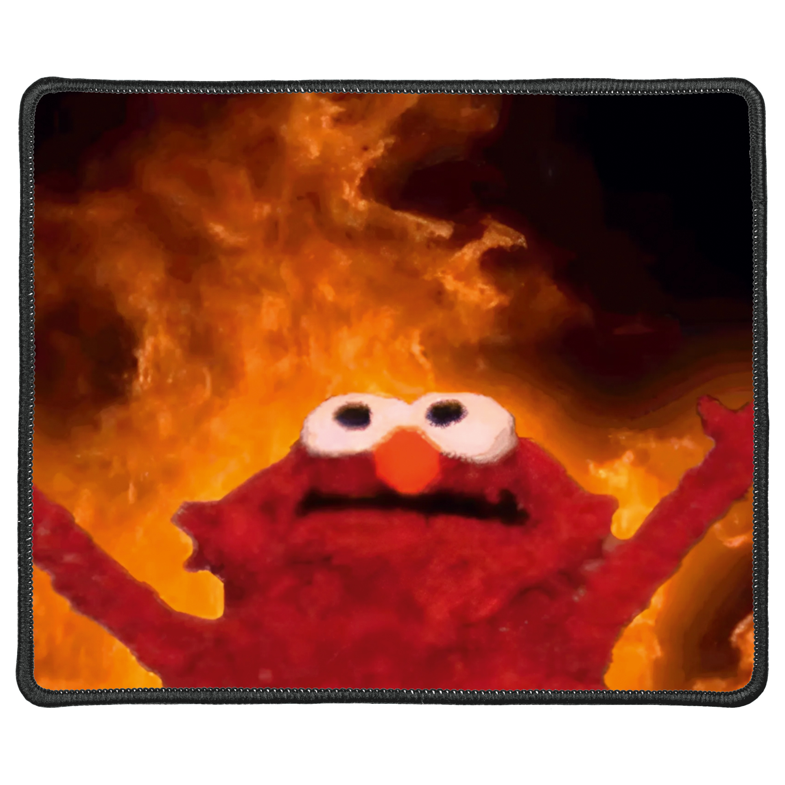 Коврик для мыши с чёрным оверлоком (30*25 см) Elmo on Fire - фото 1 - Коврики для мыши