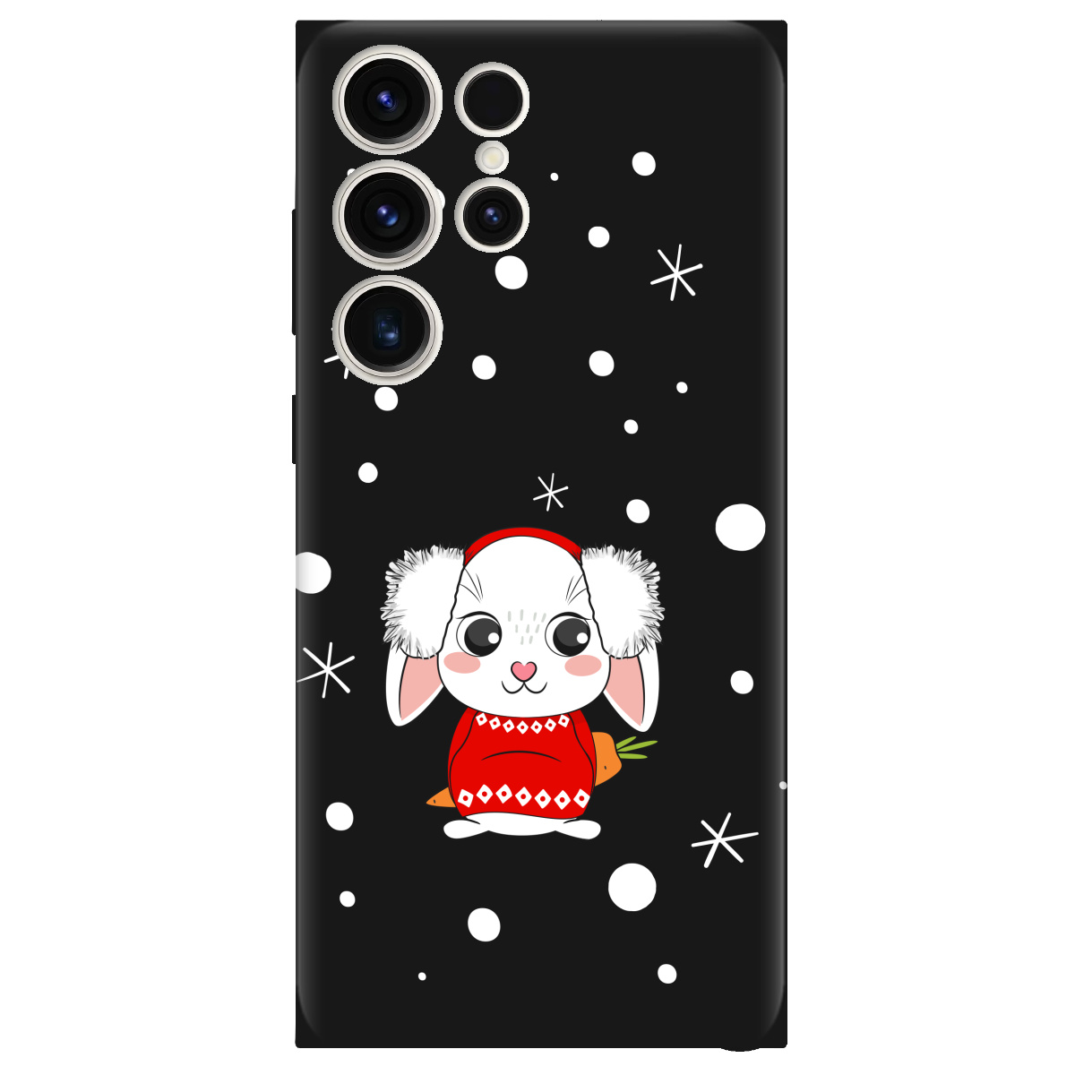 Чехол для Samsung Galaxy S25 Ultra черный матовый soft touch My bunny - фото 1 - Чехлы для телефонов