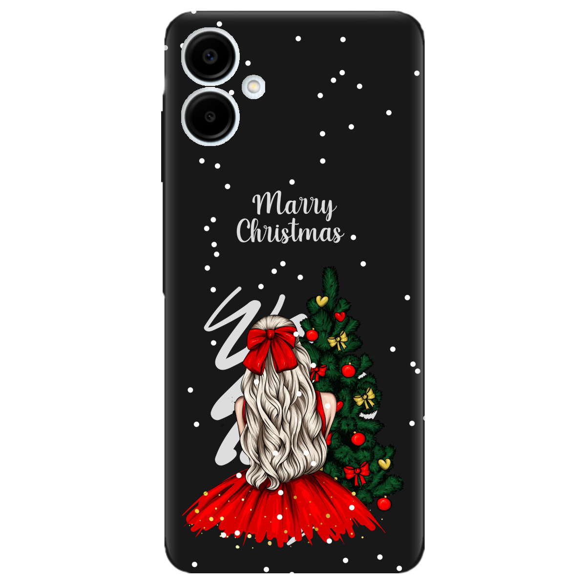 Чехол для Samsung Galaxy A06 черный матовый soft touch Beautiful christmas - фото 1 Чехол для Samsung Galaxy A06 черный матовый soft touch Beautiful christmas - фото 1 - Чехлы для телефонов