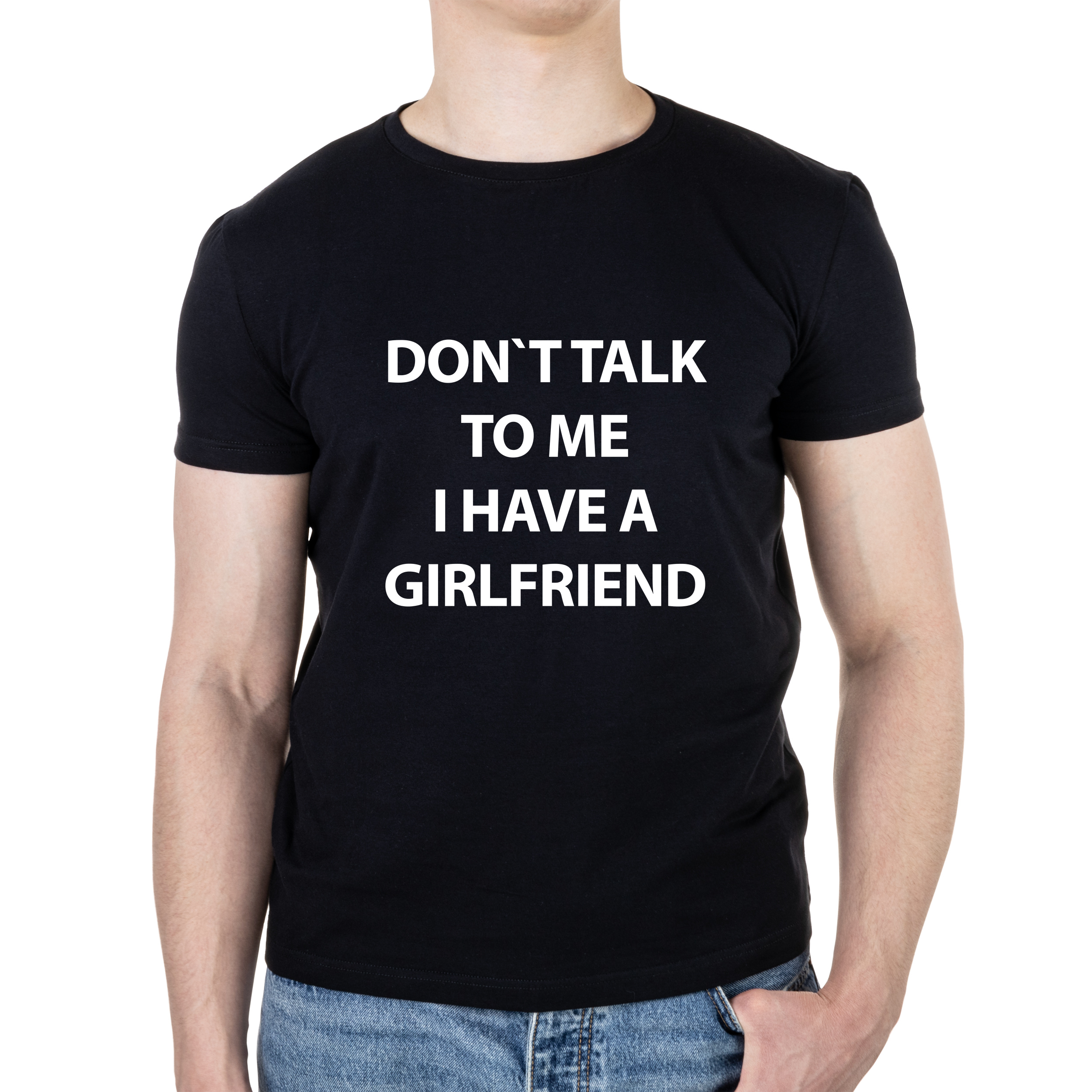 Футболка мужская хлопок/эластан А3 размера I have a girlfriend S - фото 1 - Футболки