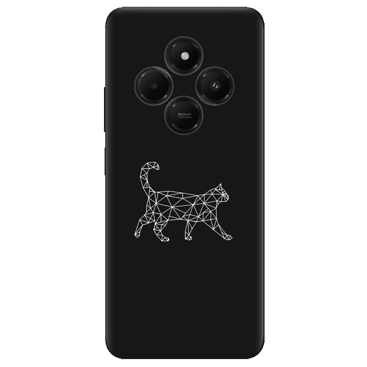 Чохол для Xiaomi Redmi 14C чорний матовий soft touch White cat - фото 1 Чохол для Xiaomi Redmi 14C чорний матовий soft touch White cat - фото 1 - Чохли для телефонів