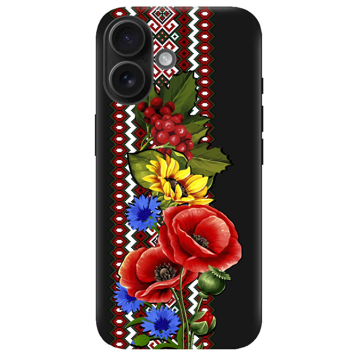 Чохол для Apple iPhone 16 Plus чорний матовий soft touch Ukraine ornament - фото 1 - Чохли для телефонів