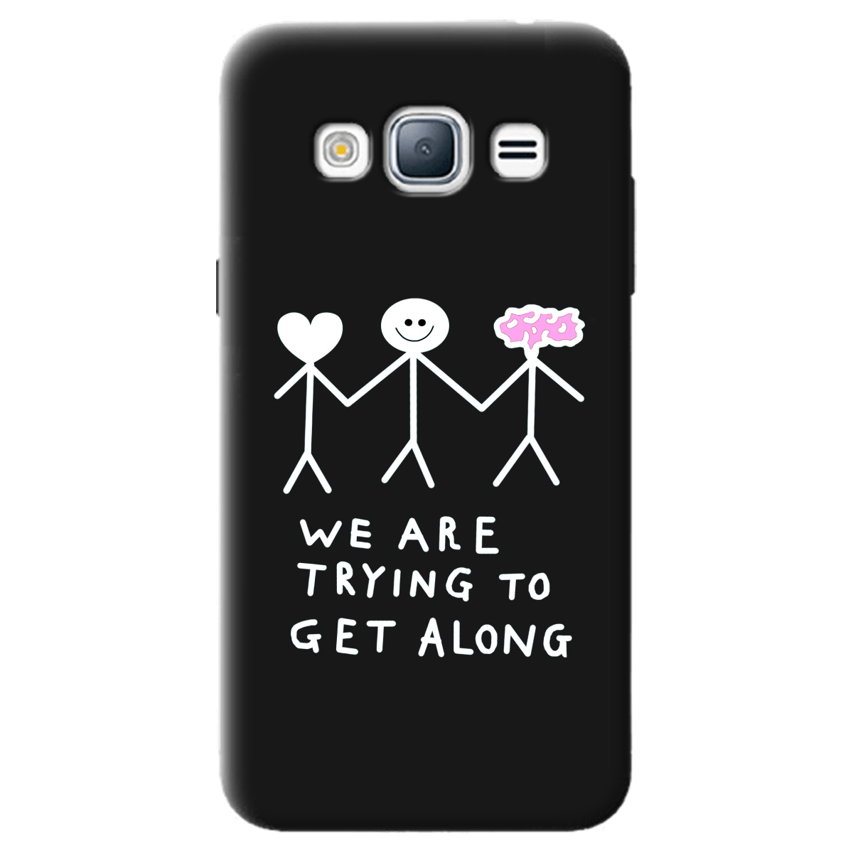 Чохол для Samsung Galaxy J3 2016 чорний матовий soft touch We are trying - фото 1 - Чохли для телефонів