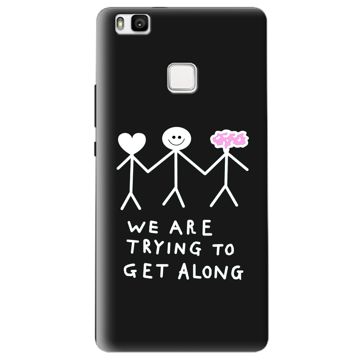 Чехол для Huawei P9 Lite черный матовый soft touch We are trying - фото 1 - Чехлы для телефонов