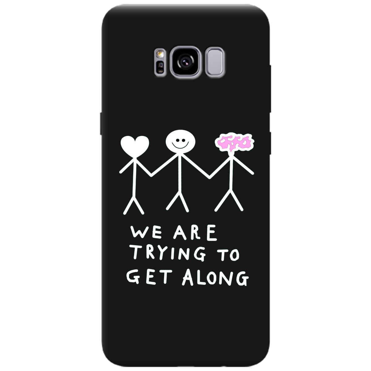 Чохол для Samsung Galaxy S8 Plus чорний матовий soft touch We are trying - фото 1 - Чохли для телефонів