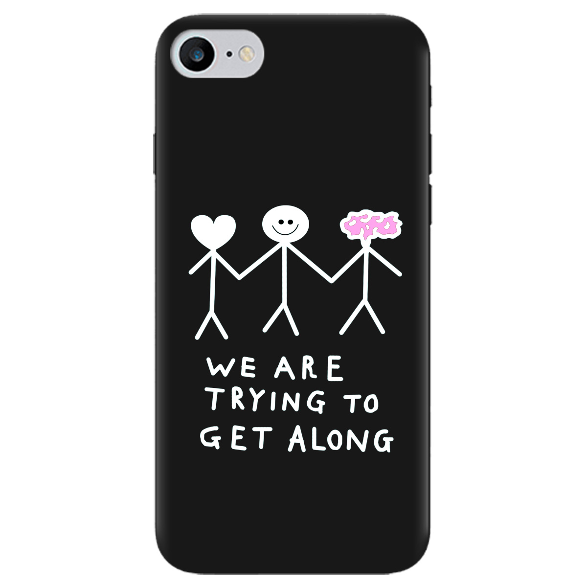 Чохол для Apple iPhone 8 чорний матовий soft touch We are trying - фото 1 - Чохли для телефонів