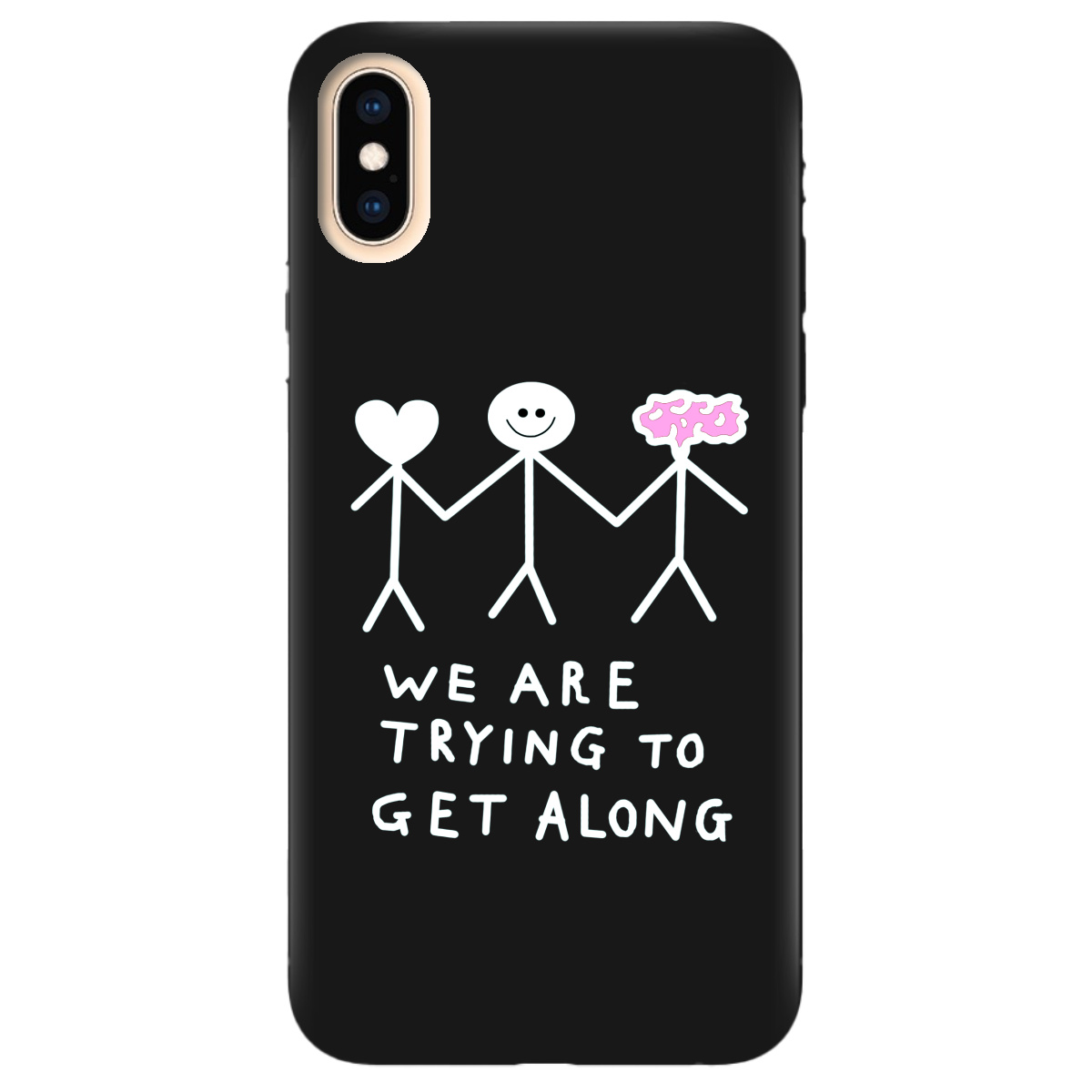 Чехол для Apple iPhone X черный матовый soft touch We are trying - фото 1 - Чехлы для телефонов