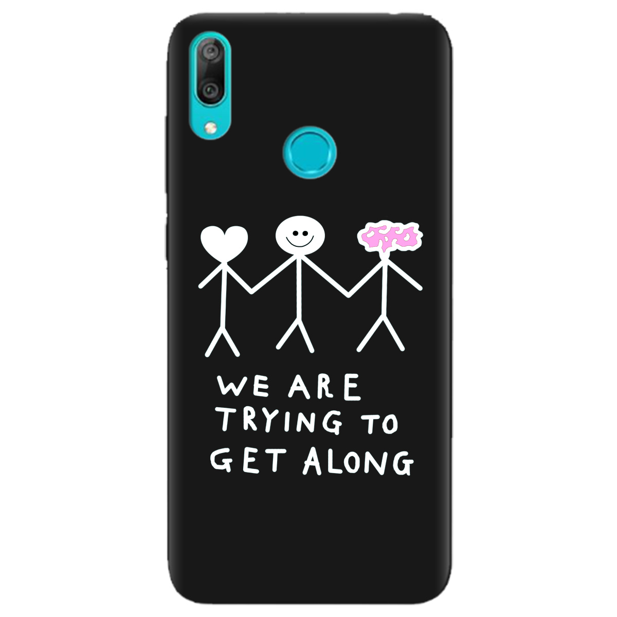 Чехол для Huawei Y7 2019 черный матовый soft touch We are trying - фото 1 - Чехлы для телефонов