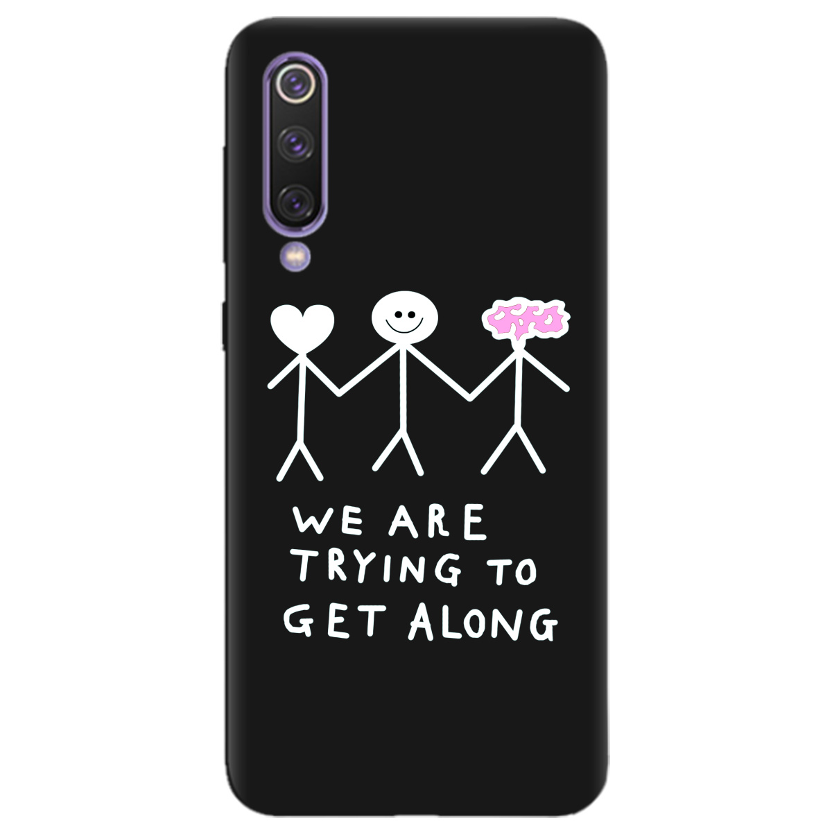 Чехол для Xiaomi Mi 9 SE черный матовый soft touch We are trying - фото 1 - Чехлы для телефонов