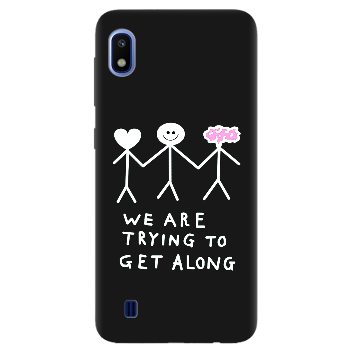 Чехол для Samsung Galaxy A10 черный матовый soft touch We are trying - фото 1 - Чехлы для телефонов