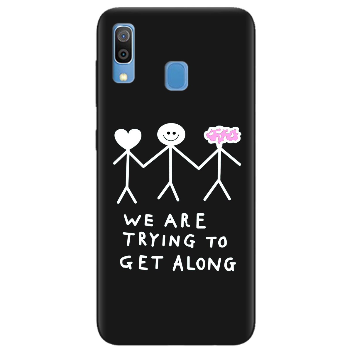 Чехол для Samsung Galaxy A30 черный матовый soft touch We are trying - фото 1 - Чехлы для телефонов