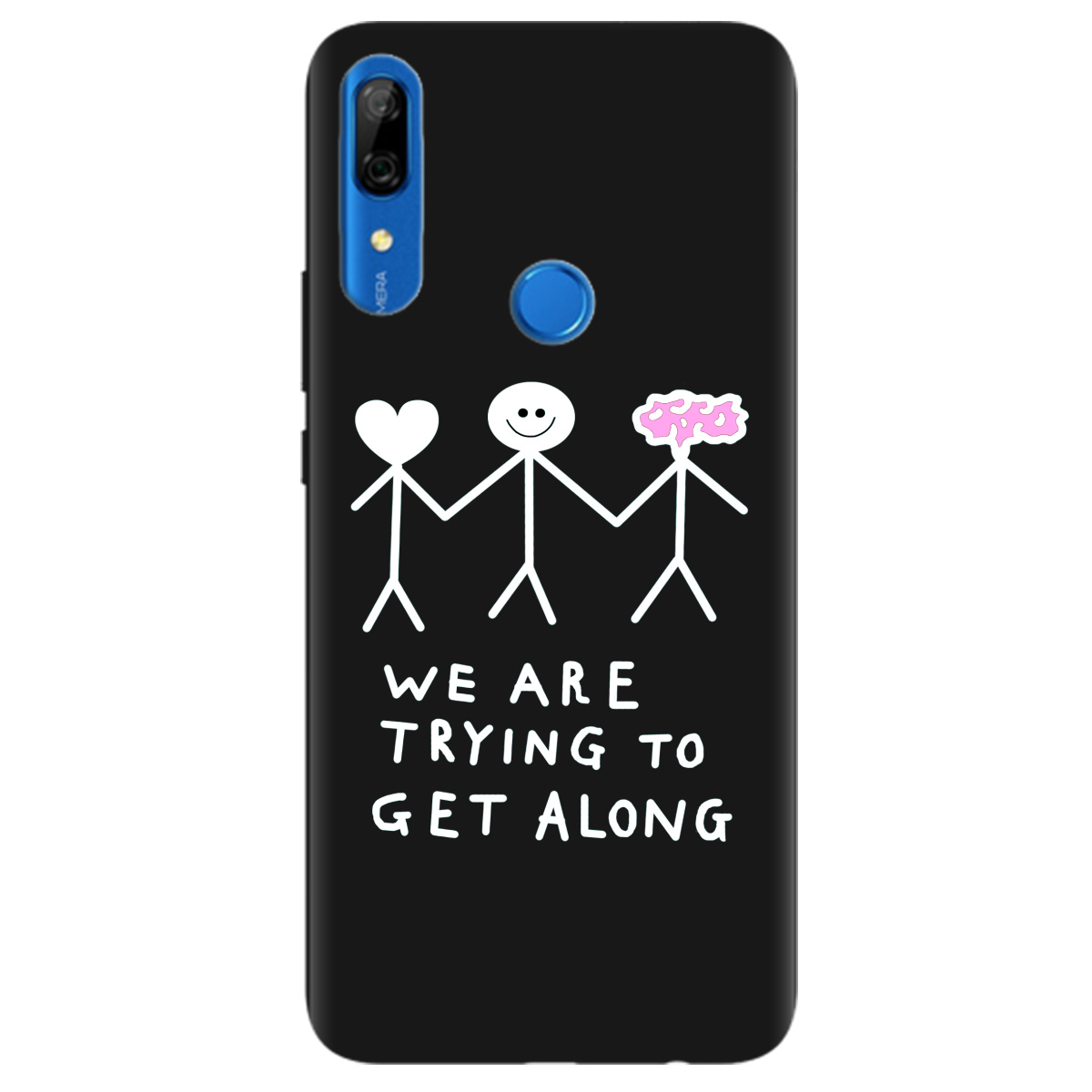 Чехол для Huawei P Smart Z черный матовый soft touch We are trying - фото 1 - Чехлы для телефонов