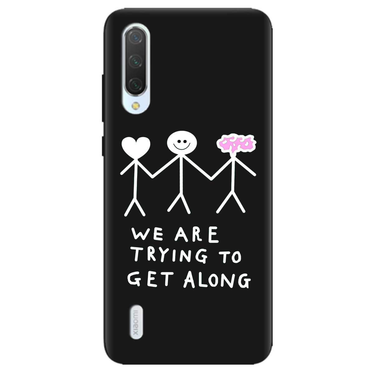 Чехол для Xiaomi Mi 9 Lite черный матовый soft touch We are trying - фото 1 - Чехлы для телефонов
