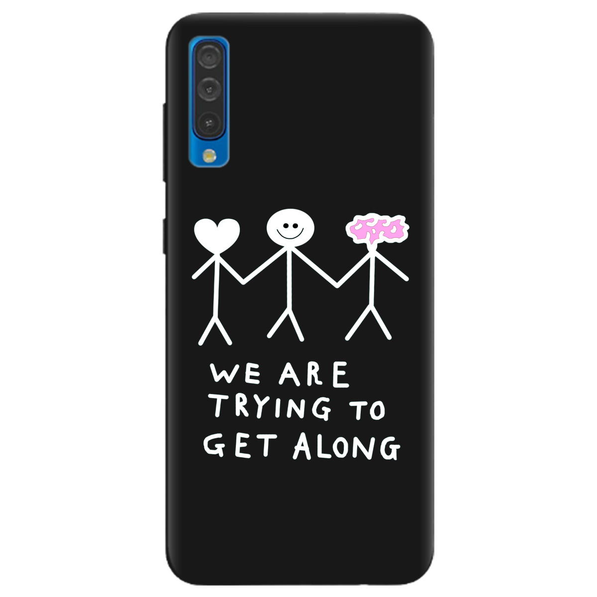 Чохол для Samsung Galaxy A30s чорний матовий soft touch We are trying - фото 1 - Чохли для телефонів