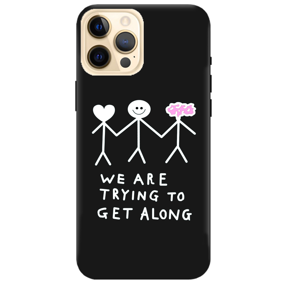 Чохол для Apple iPhone 12 Pro Max чорний матовий soft touch We are trying - фото 1 - Чохли для телефонів