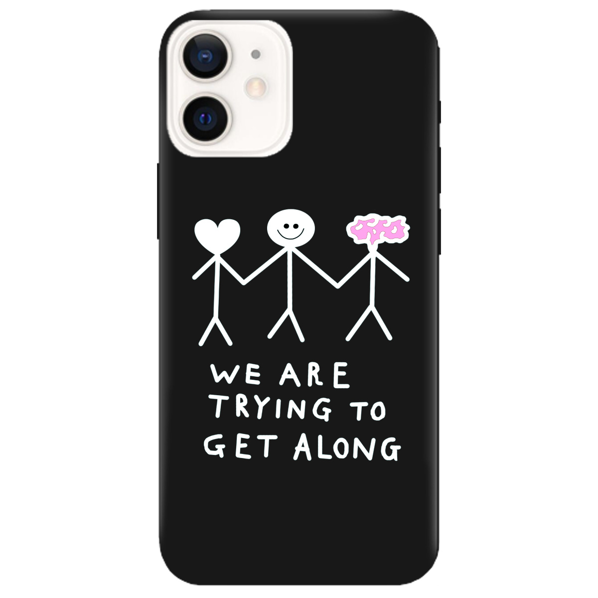 Чехол для Apple iPhone 12 черный матовый soft touch We are trying - фото 1 Чехол для Apple iPhone 12 черный матовый soft touch We are trying - фото 1 - Чехлы для телефонов