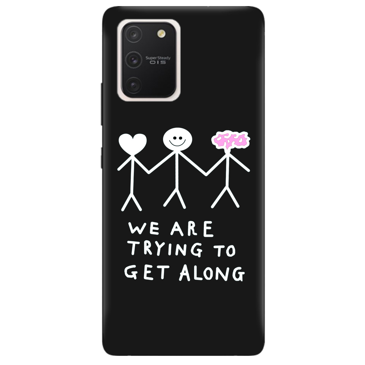 Чехол для Samsung Galaxy S10 Lite черный матовый soft touch We are trying - фото 1 - Чехлы для телефонов