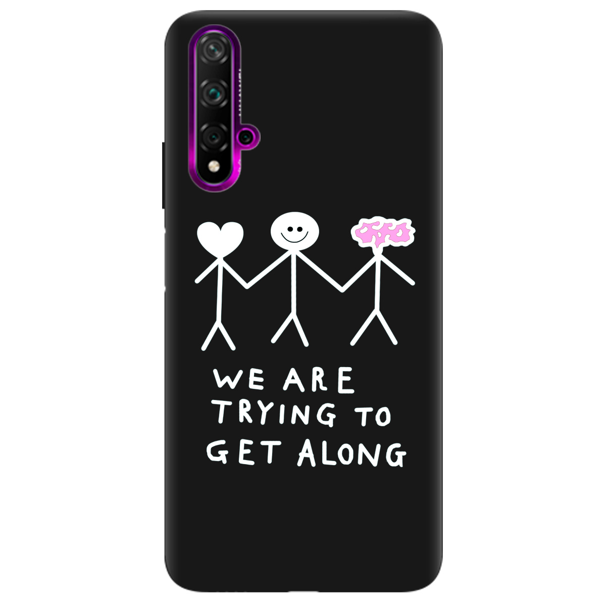Чехол для Huawei Nova 5T черный матовый soft touch We are trying - фото 1 Чехол для Huawei Nova 5T черный матовый soft touch We are trying - фото 1 - Чехлы для телефонов