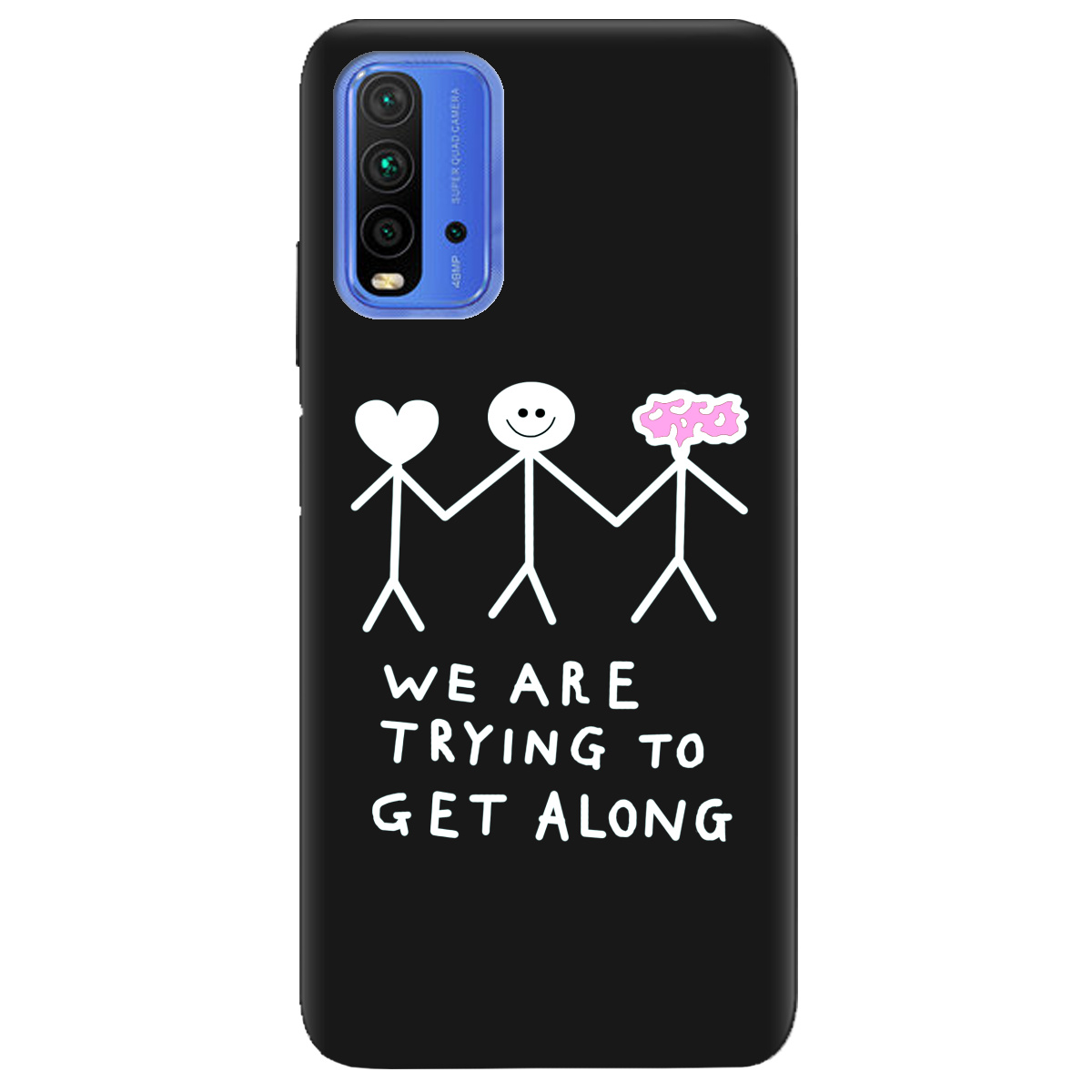 Чехол для Xiaomi Redmi 9T черный матовый soft touch We are trying - фото 1 - Чехлы для телефонов