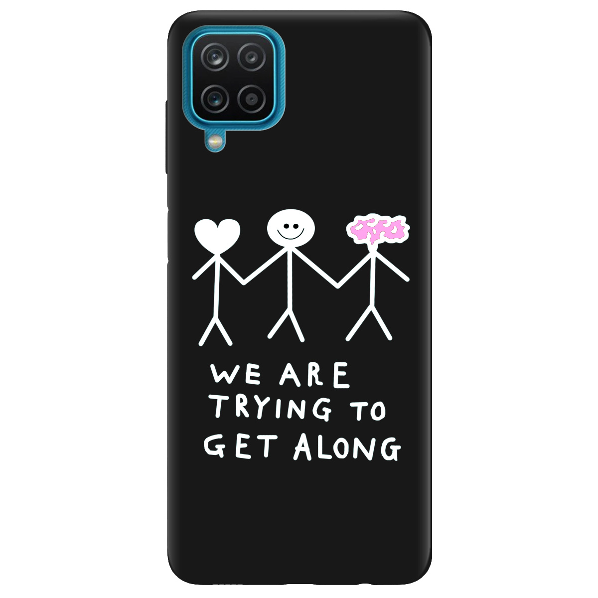 Чохол для Samsung Galaxy A12 4G чорний матовий soft touch We are trying - фото 1 - Чохли для телефонів