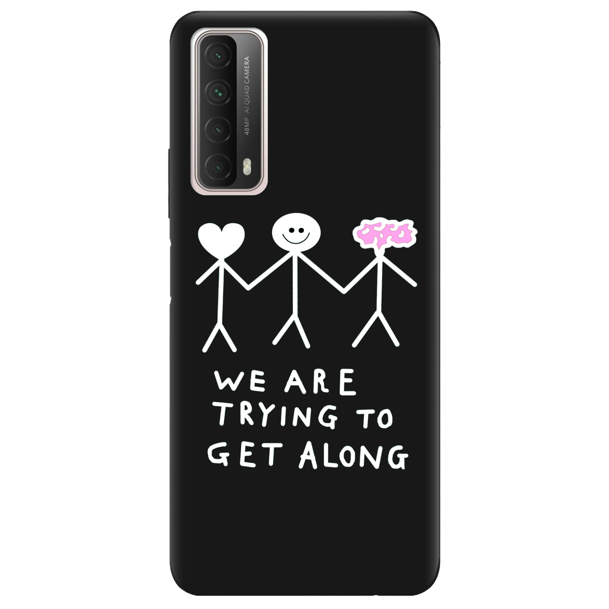 Чехол для Huawei P Smart 2021 черный матовый soft touch We are trying - фото 1 - Чехлы для телефонов