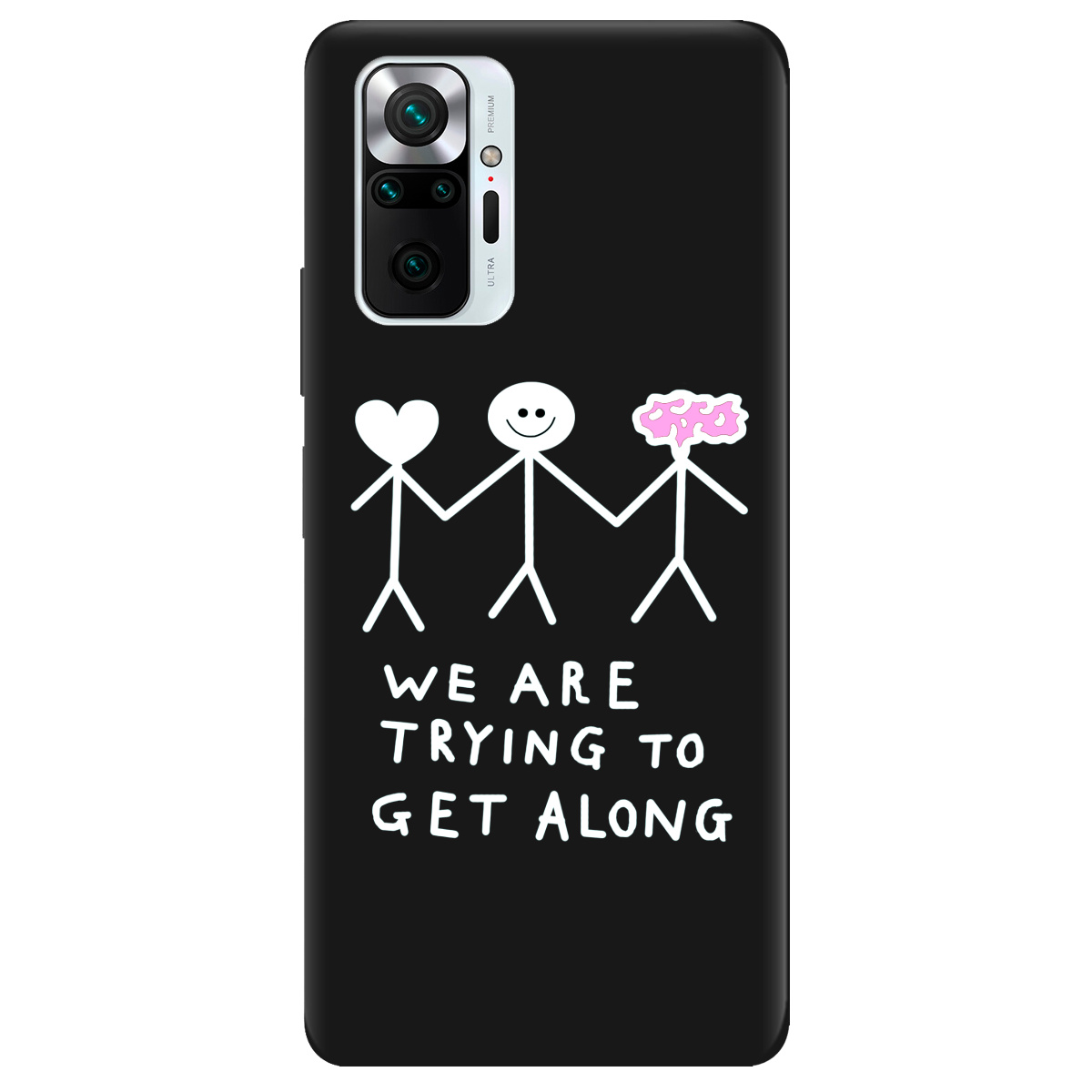 Чехол для Xiaomi Redmi Note 10 Pro черный матовый soft touch We are trying - фото 1 - Чехлы для телефонов