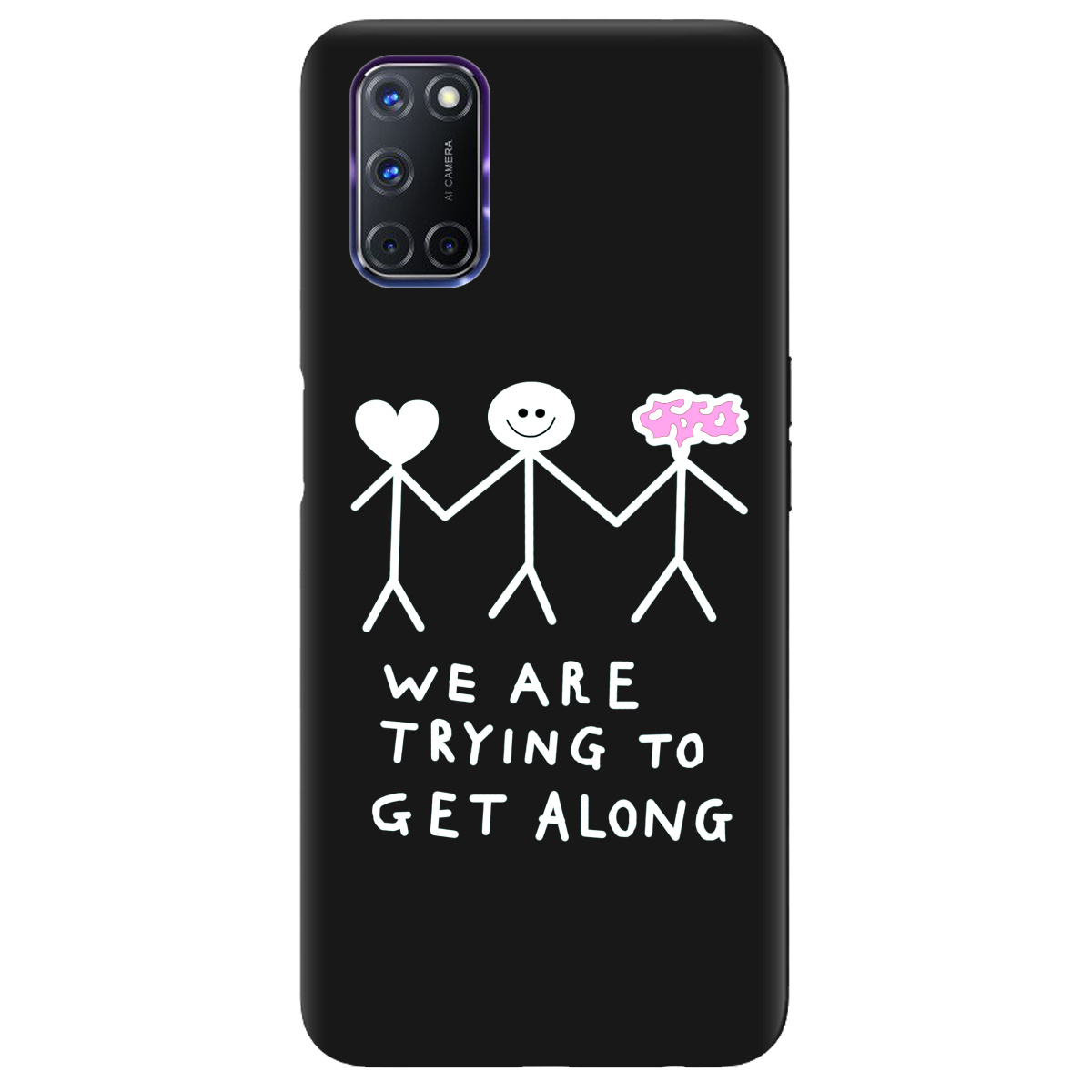 Чехол для Oppo A52/ A72/ A92 черный матовый soft touch We are trying - фото 1 - Чехлы для телефонов