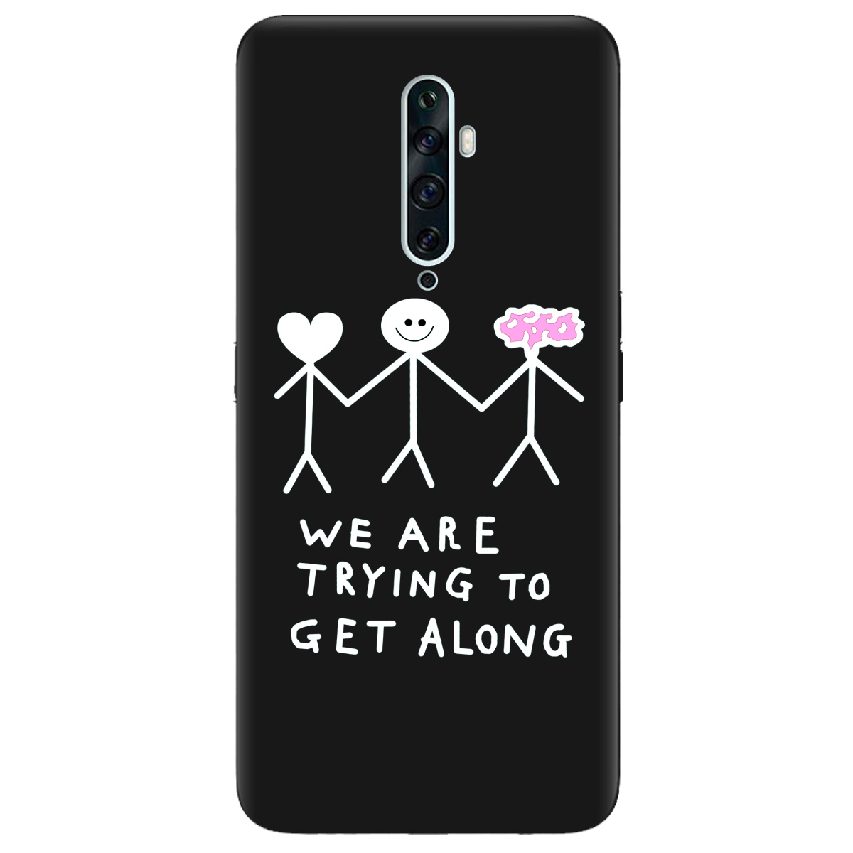 Чохол для Oppo Reno 2 чорний матовий soft touch We are trying - фото 1 - Чохли для телефонів