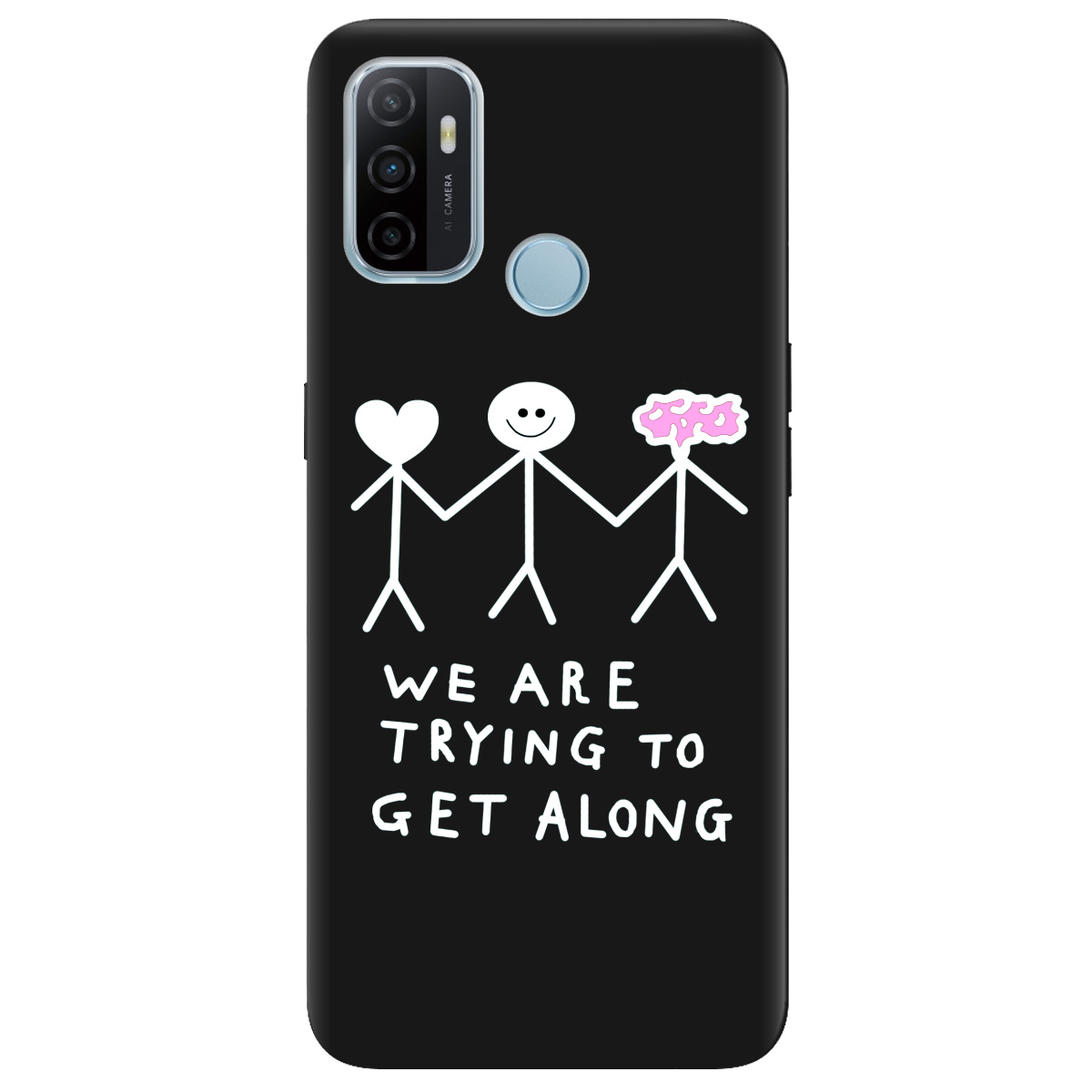 Чехол для Oppo A53/ A32/ A33 черный матовый soft touch We are trying - фото 1 - Чехлы для телефонов