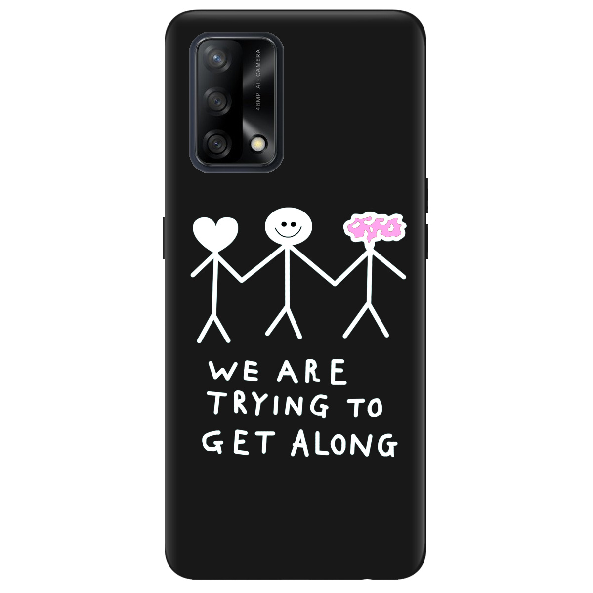 Чохол для Oppo A74 4G чорний матовий soft touch We are trying - фото 1 - Чохли для телефонів