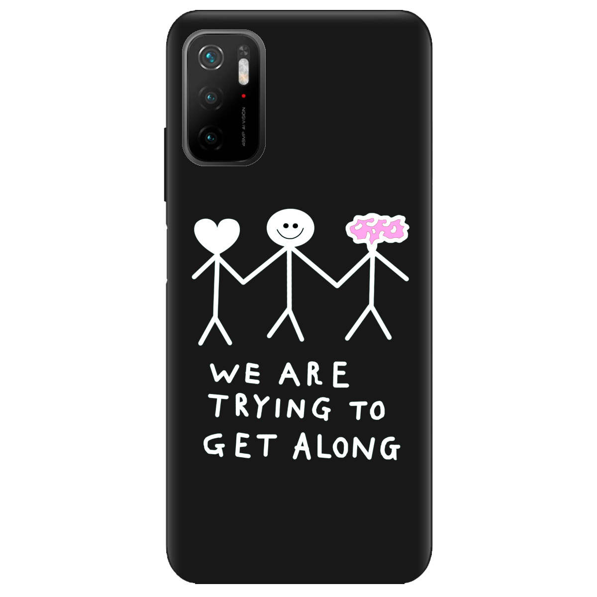 Чехол для Xiaomi Poco M3 Pro черный матовый soft touch We are trying - фото 1 Чехол для Xiaomi Poco M3 Pro черный матовый soft touch We are trying - фото 1 - Чехлы для телефонов